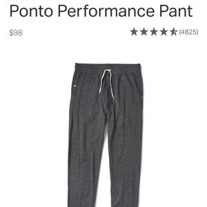 Ponto Performance Pant - Charcoal Heather - Size Large - Brand New